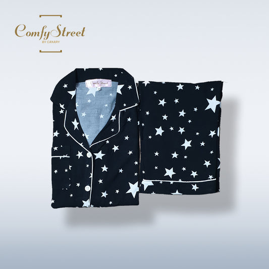 Black Stars Linen Pjs