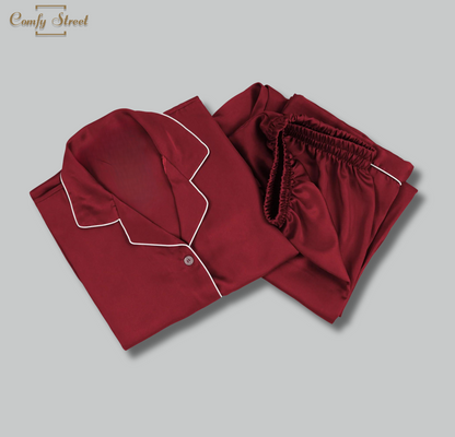 Maroon Silk Pjs