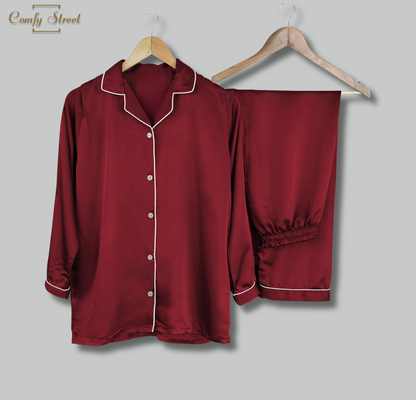 Maroon Silk Pjs