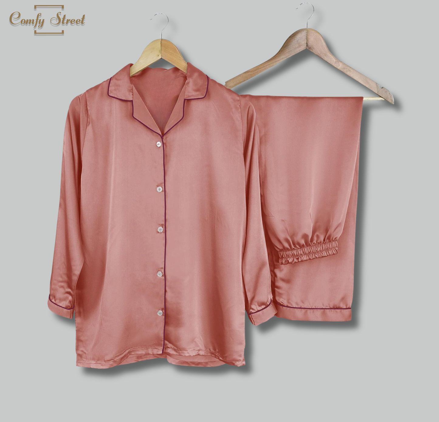 Rose Pink Silk Pjs