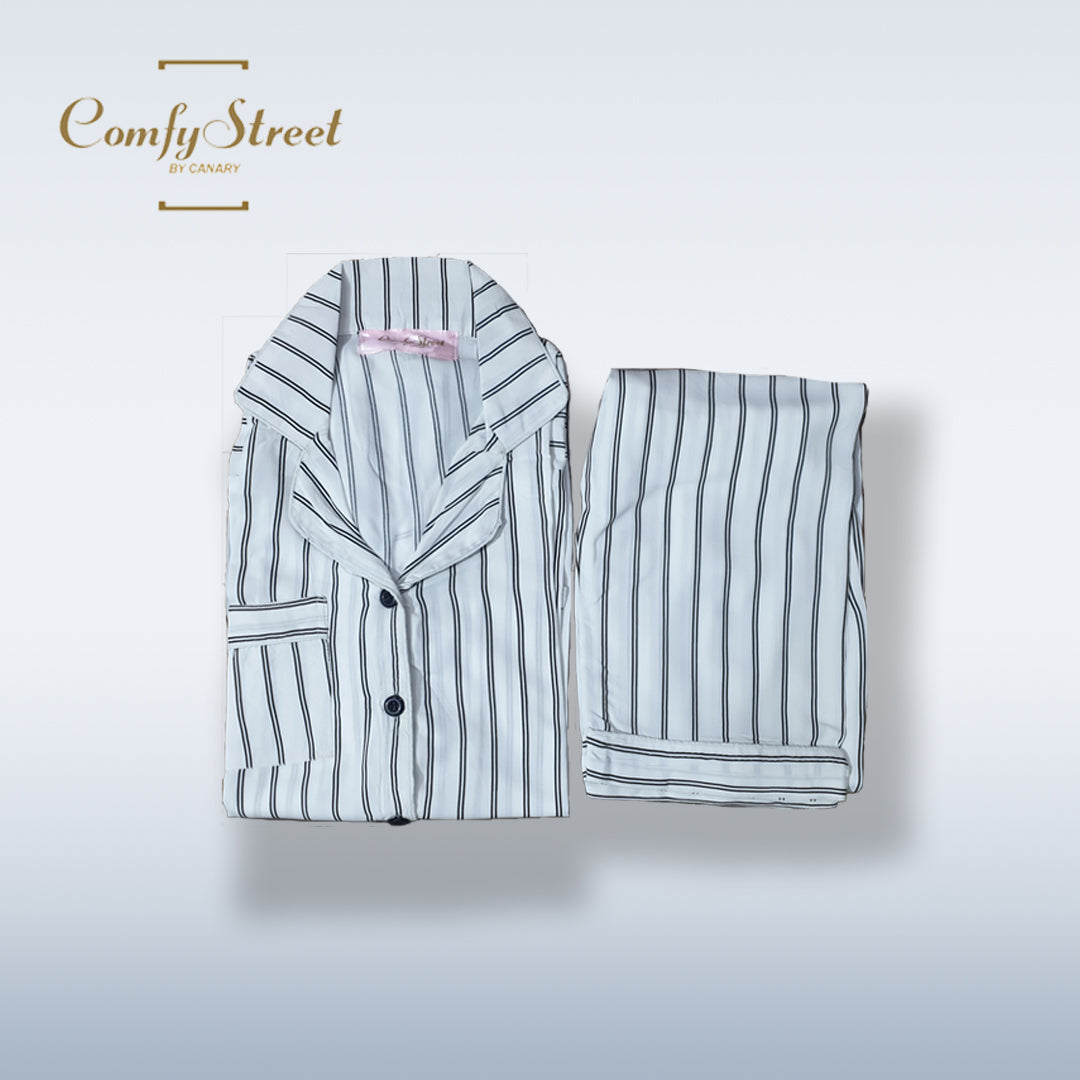 White Stripes Linen Pjs